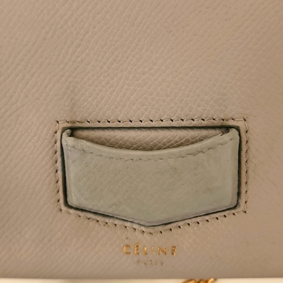 Celine Trotteur Crossbody Purse Clutch WOC Caviar Leather Gray - Picture 12 of 16